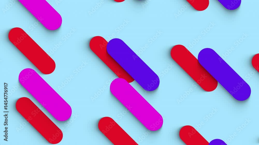 Poster abstract background in flat style with animation of rounded rectangles, circles and lines on colorfu