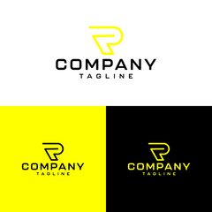 Initial Letter R Logo. with yellow color. white yellow and black background. Use for Business and Branding Logos. Vector Logo Design Template Element