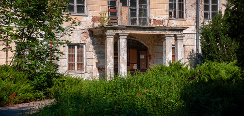 An abandoned historic old manor and palace in Maciejowice in Poland