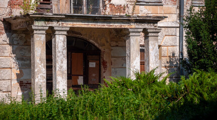 An abandoned historic old manor and palace in Maciejowice in Poland