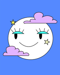minimal full moon graphic character