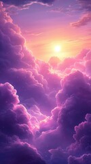 Purple clouds meet a warm, bright sunlight