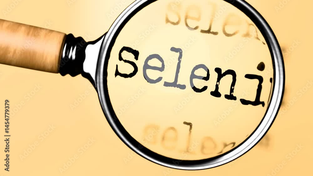 Aufkleber Selenium under careful examination. Focusing on Selenium, analyzing it, taking a closer look. Concentrating on Selenium, targeting and reviewing it, searching for answers