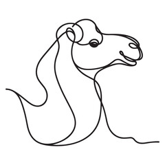 Minimalist Camel Head Continuous Line Vector Artwork Desert Animal Design