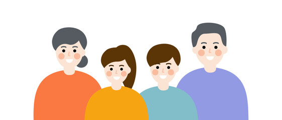 Happy grandparent and grandchildren portrait. Family, relationship, love, support concepts. Flat people character vector design isolated illustration. 