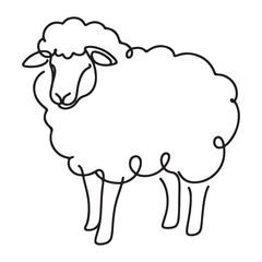 Fluffy Sheep One Line Art Drawing for Nursery or Farmhouse Decoration
