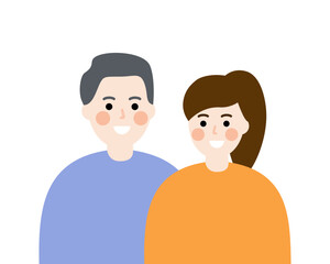 Fototapeta premium Happy grandfather and granddaughter portrait. Family, relationship, love, support concepts. Flat people character vector design isolated illustration. 