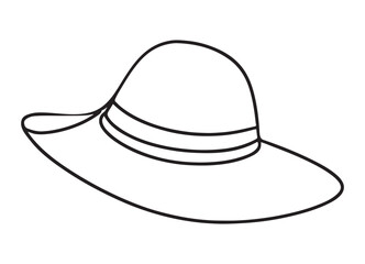 Classic Sun Hat Outline Illustration Fashion Accessory Design Element