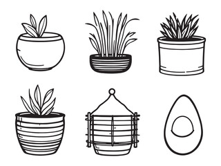 Minimalist indoor planter line art vector illustration