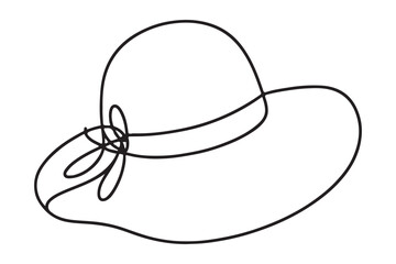 Charming single line art of summer hat vector icon download