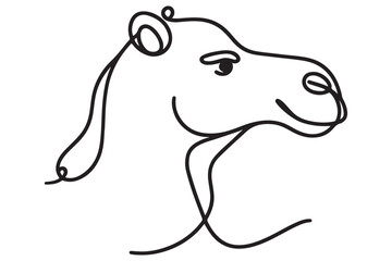 Minimalist Camel Head Outline Drawing Single Line Art Illustration