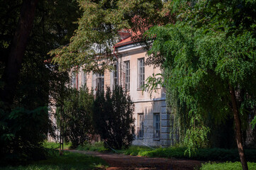 An abandoned historic old manor and palace in Maciejowice in Poland