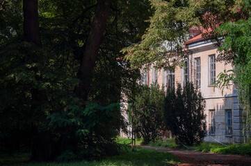 An abandoned historic old manor and palace in Maciejowice in Poland