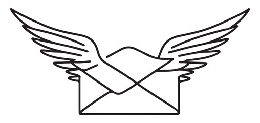Fast Email Delivery Service Conceptual Design with Wings Vector Illustration