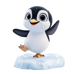 Naklejka premium A Cartoon Penguin Standing on Iceberg Isolated on Transparent Background