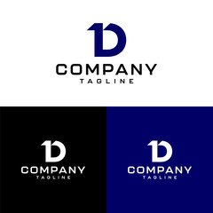 Logo Huruf Awal D. dengan warna biru dan putih dengan latar belakang putih biru dan hitam. Gunakan untuk Logo Bisnis dan Branding. Elemen Templat Desain Logo Vektor