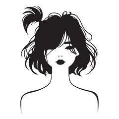 Stylish short hair girl illustration vector silhouette for creative designs