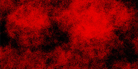 Decorative red panoramic background texture. Old vintage grunge pattern distressed bright red paper illustration. Abstract Red And Black Grunge Texture with smoke. red powder explosion on black.