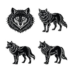 Terrestrial animals. Cartoon illustration featuring a lion, tiger, cheetah, leopard, wolf, bear, fox, puma, and black leopard. 