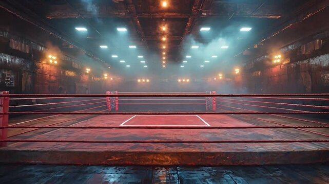 Boxing ring interior view empty arena sports combat venue