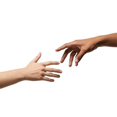 Reaching Out: Two Hands About to Connect isolated on a transparent background 