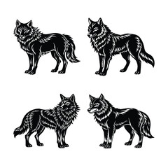 Terrestrial animals. Cartoon illustration featuring a lion, tiger, cheetah, leopard, wolf, bear, fox, puma, and black leopard. 