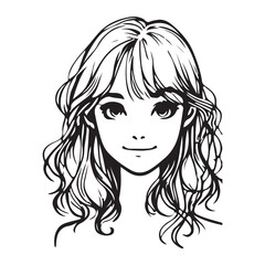Anime Girl with Long Wavy Hair Vector Illustration Design