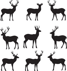 set of deer silhouettes