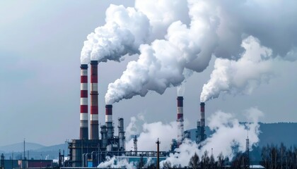 Industrial Power Plant Emitting Thick Smoke Into the Atmosphere