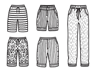 Minimalist Line Art of Cozy Knit Pants for Clothing Designs