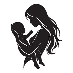 Mother and Baby Silhouette A Loving Embrace Illustration for Family