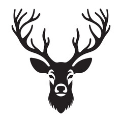 Naklejka premium Majestic Stag Silhouette with Antlers Graphic Head Illustration