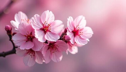 Fototapeta premium Delicate pink cherry blossoms, soft petals, flowing branches , illustration, elegant, nature