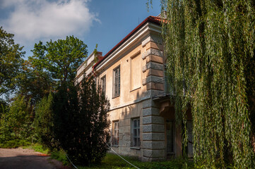 An abandoned historic old manor and palace in Maciejowice in Poland