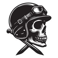 Edgy Skull Biker Illustration Symbolizing Freedom and Rebellion for T Shirts