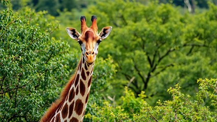 Majestic Giraffe in Lush Green Savanna - Perfect for Product Photography