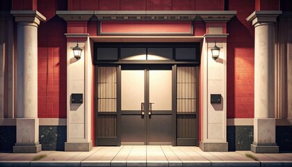 Elegant Entrance of a Red Brick Building with Modern Details