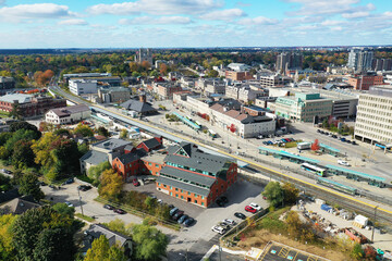 Aerial of Guelph, Ontario, Canada on summer day