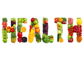 HEALTH Spelled Out with Fruits and Vegetables