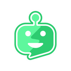 Unique Chat Icon with Abstract Smiling Face in a Speech Bubble