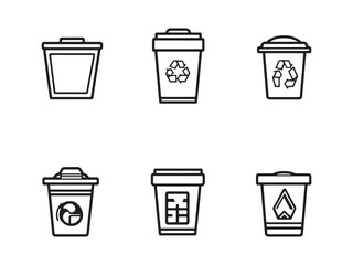 Minimalist Recycling Bin Vector Outline Design