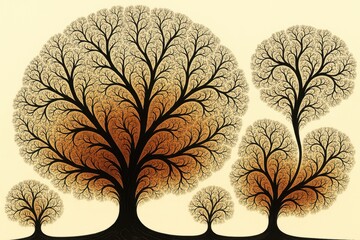 Obraz premium Abstract trees, with branches resembling fractals