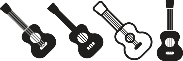 Guitar Icon Vector,Acoustic Guitar Logo, Silhouette, and Clipart vector Illustration in Black