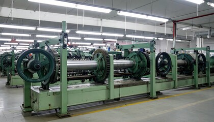 Naklejka premium Industrial Machine Equipment in Large Factory Workspace Area