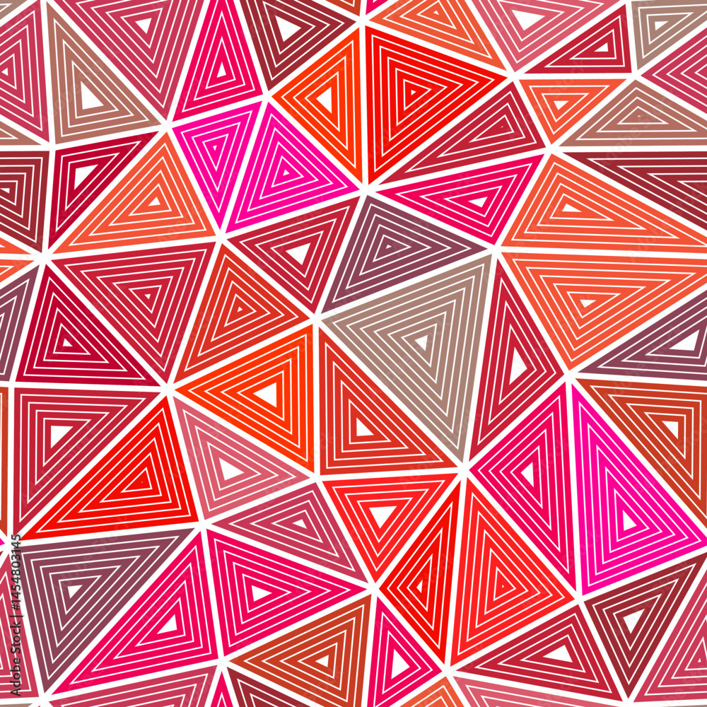 Poster triangles background design. multiple repeated inner triangles. large shape size. multiple colors st