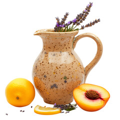 Pitcher of Milk with Lavender and Lemon Zest Isolated on Transparent Background