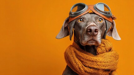 Dog with Aviator Goggles and Scarf Ready for Adventure