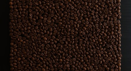 Roasted Coffee Beans on Dark Surface Rich Aroma and Texture Detail
