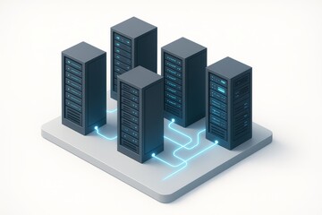 Fototapeta premium Modern Data Center with Server Racks and Network Connections