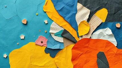 Textured Paper Collage Art - Abstract Design
